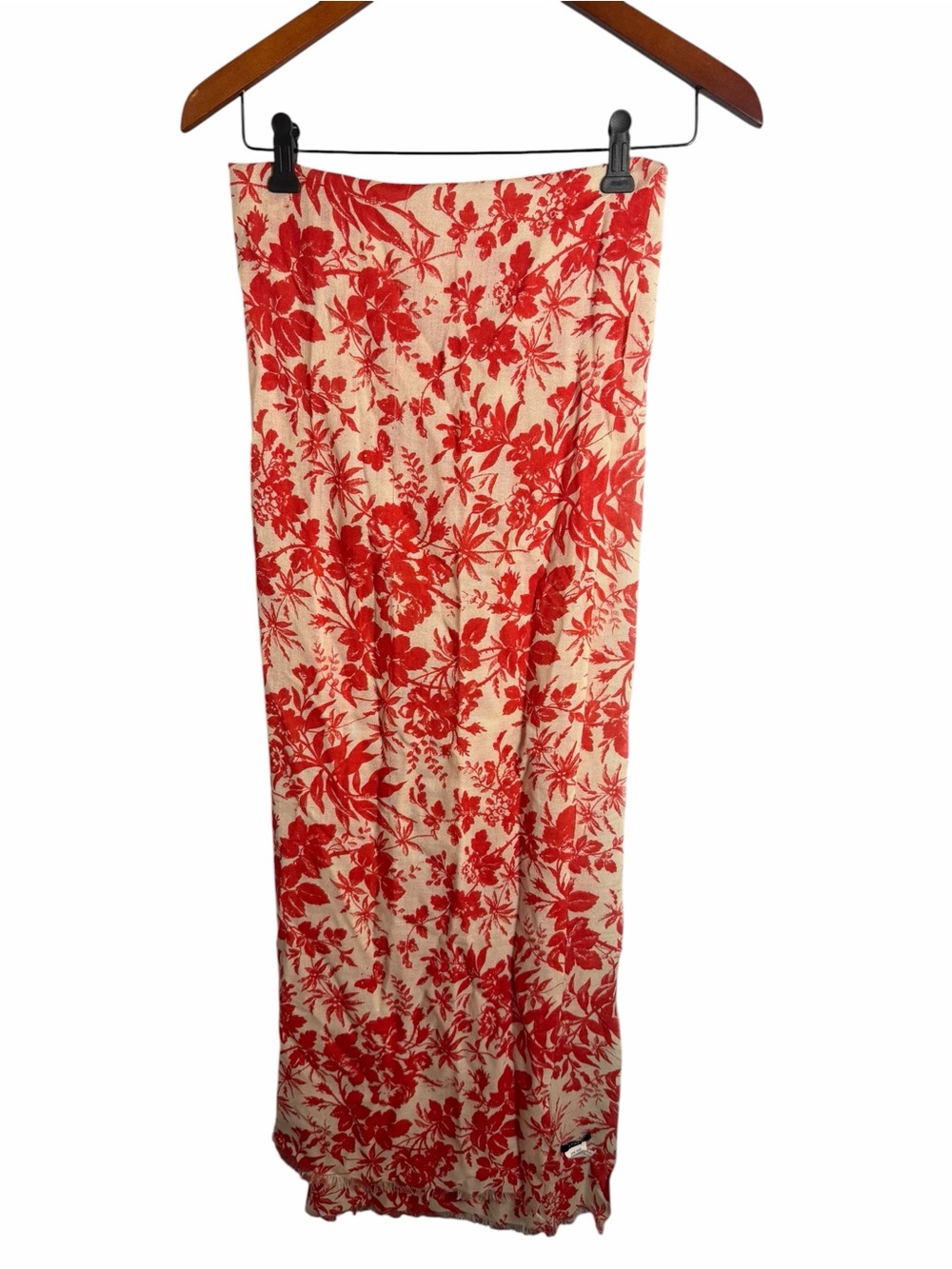 J. Crew Red Floral Lightweight Wrap Scarf 100% Wool